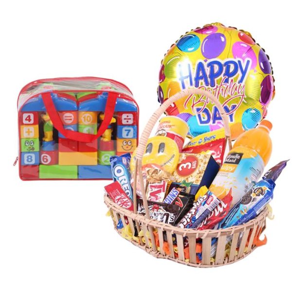 Gourmet Basket With Happy Birthday Balloon