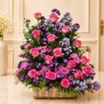 Pink Theme Imported Flowers basket