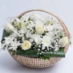 White Flowers imported Basket