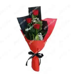 3 red roses