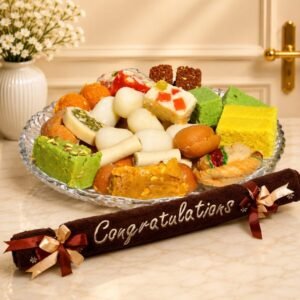 Congratulations Towel with Mithai gift