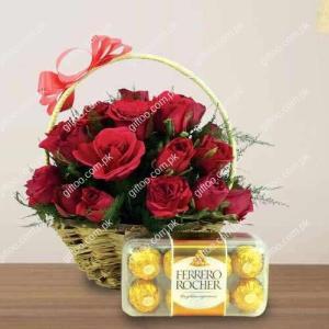 rocher and flowers basket