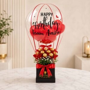 Red Theme Floral Balloon personalised gift by Customised Floral Balloons