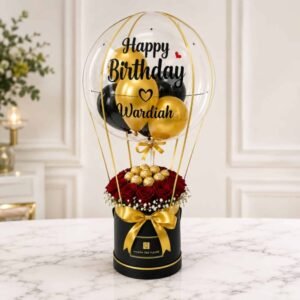 Gold Love Floral Balloon personalised gift by Customised Floral Balloons