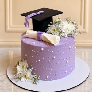 Purple Theme Graduation Cake by O’Clock in Lahore