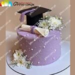 purple theme graduation cake