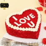red velvet heart shape cake