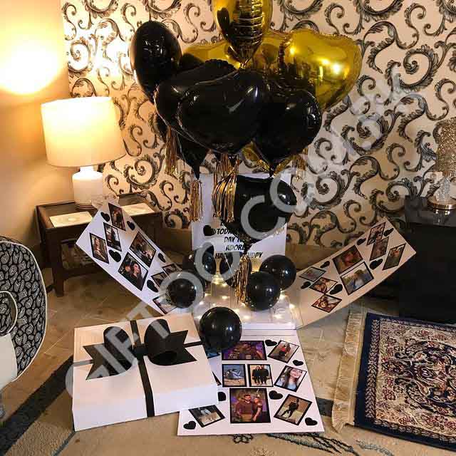 Black Theme Surprise Balloon Box