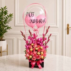 Pink Theme Floral Balloon personalised gift for Valentines Day