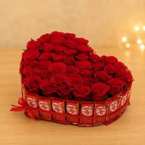 Heart Roses & KitKat Bouquet for Valentines Day