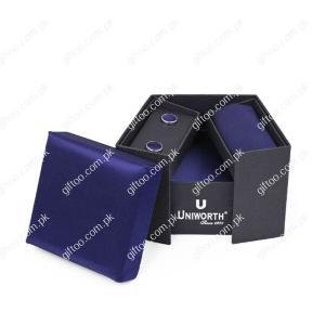 navy plain cufflink tie set 2