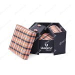 Orange Check Cufflink Tie Set 2