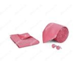 brown geometric cufflink tie set