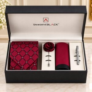 Maroon Check Men Accessories Box by Men’s Accessories