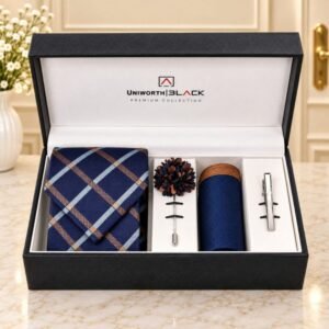 Navy Argyle Men Accessories Box by Men’s Accessories