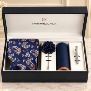 Navy/Rust Paisley Men Accessories Box gift delivery in Pakistan