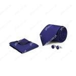 navy plain cufflink tie set