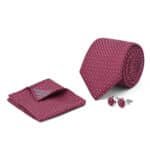 Red Geometric Cufflink Tie Set - Image 2