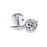 silver white round cufflinks