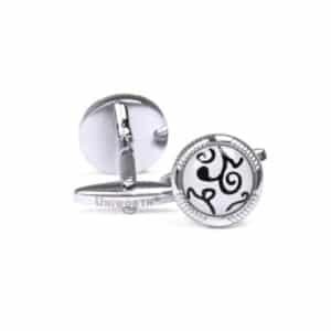 silver white round cufflinks