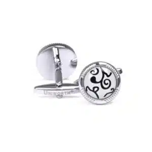 silver white round cufflinks