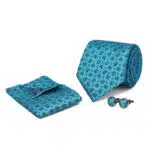 Turquoise Texture Cufflink Tie Set - Image 2