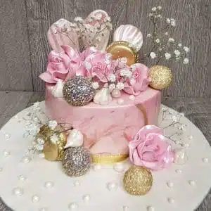 pink macaron cake