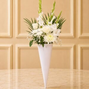 Cone of Snow flower arrangement