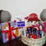 new born baby basket with chocolates