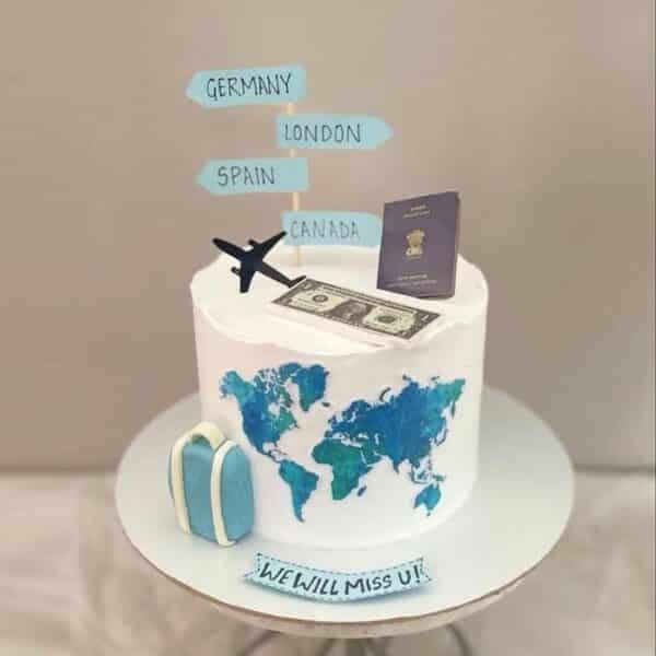 travel theme cake
