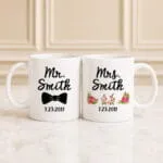 Mr. and Mrs. Name with Date Mug