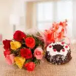 1 Pound Cake and mix color roses