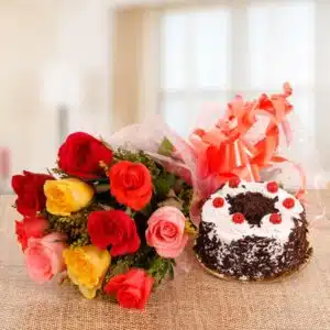 1 Pound Cake and mix color roses