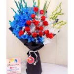 Blue and White Glads Bouquet in Lahore for Valentines Day