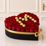 Heart Box with Alpha flower arrangement in Islamabad for Valentines Day
