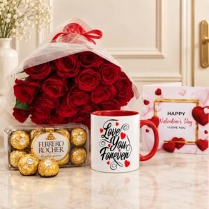 16 Pcs Ferrero Rocher, Roses and Mug gift for Valentines Day