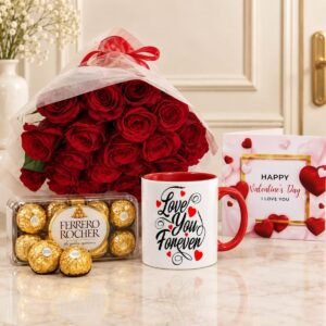 16 Pcs Ferrero Rocher, Roses and Mug gift for Valentines Day