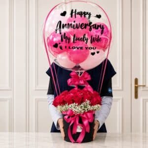Dark Pink Theme Floral Balloon