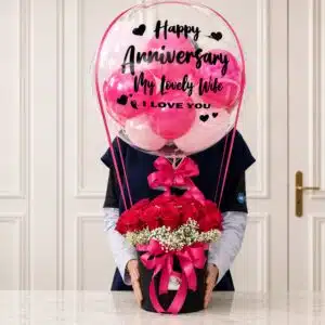 Dark Pink Theme Floral Balloon