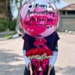 dark pink theme floral balloon