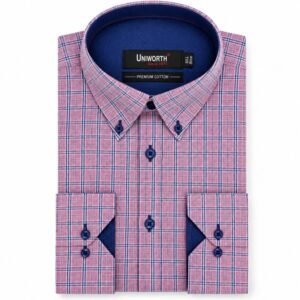 White/L Pink Check Business Casual Shirt - Gents Fashion | Giftoo Pakistan