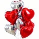 Heart Shape Balloons Silver and Red