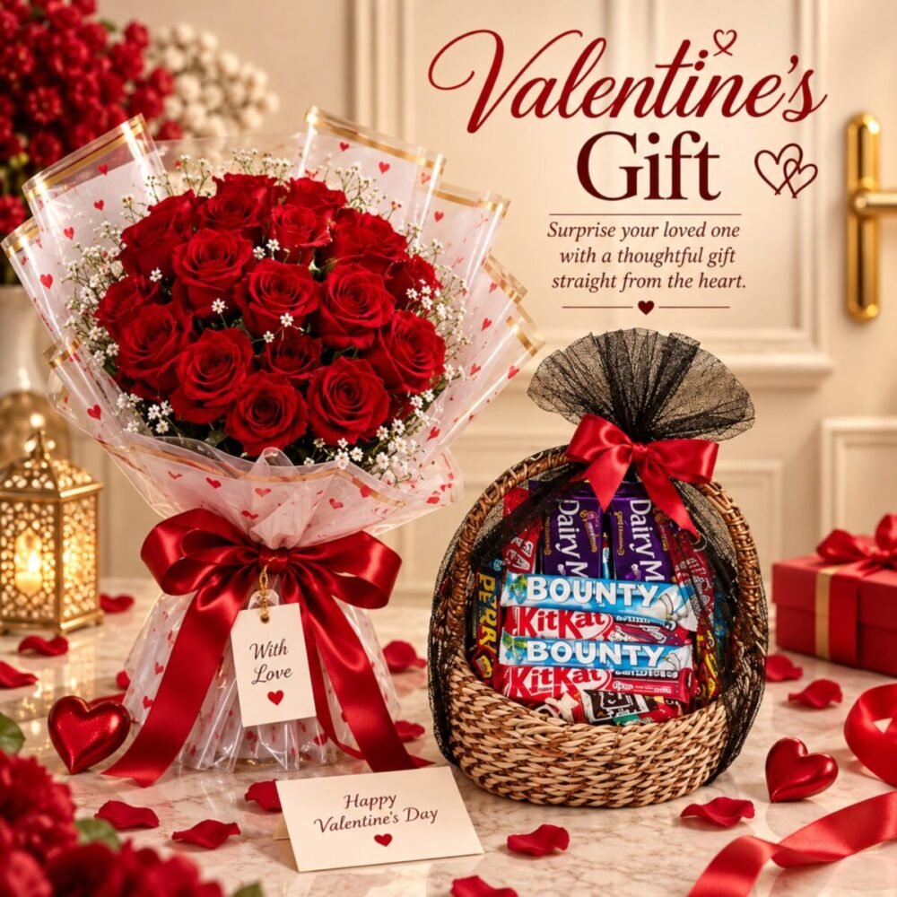 Rose with Chocolate Basket Rose with Chocolate Basket by Valentine’s Day for Valentines Day