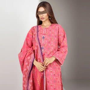 3pcs khaddar saya suit pink color