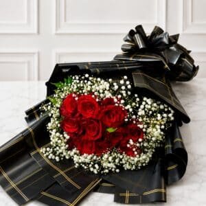 Red Roses Bouquet with Gypso