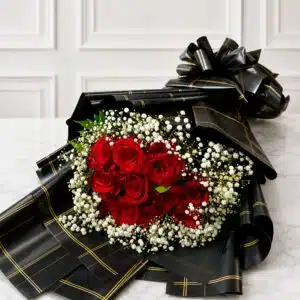 Red Roses Bouquet with Gypso