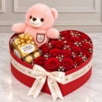 Teddy in Heart chocolate gift for Valentines Day