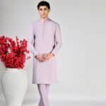 lilac blended unstitched suit