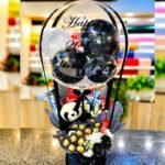 Black Theme Floral Balloon personalised gift for Birthday