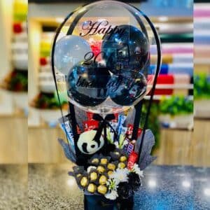 black theme floral balloon